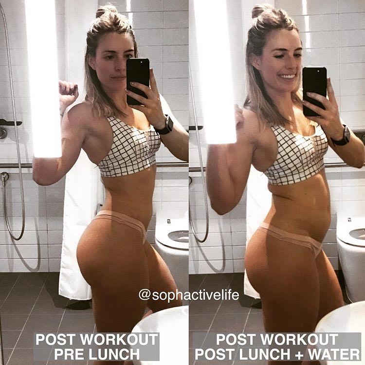 фото до и после обеда, фитнес модель до и после обеда, Софи Аллен, Sophie Allen