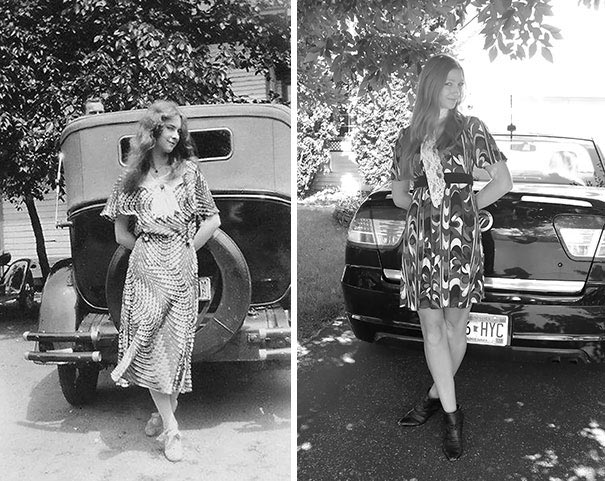 люди воссоздали фотографии своих бабушек и дедушек, внуки воссоздали фотографии своих бабушек и дедушек