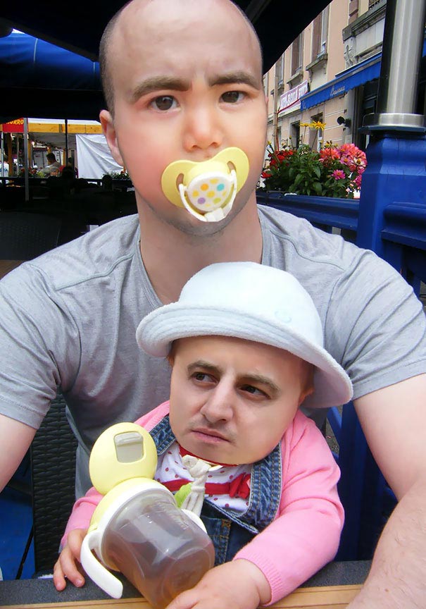 люди решили поменяться лицами с детьми, замена лиц на детские