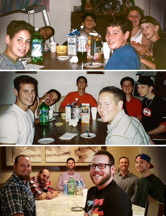 Друзья воссоздают свои детские фото, друзья тогда и сейчас