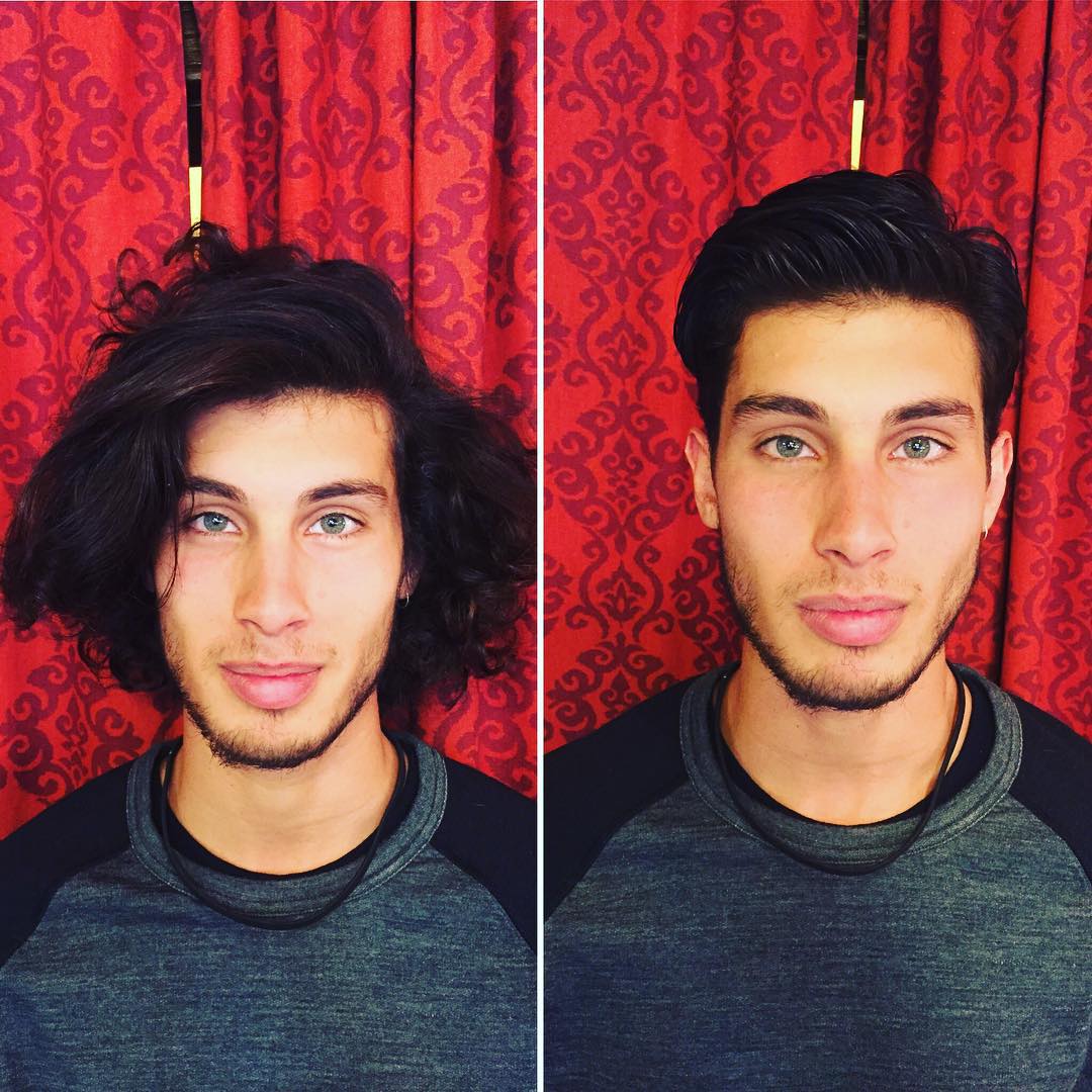 парни состригли длинные волосы, мужчины до и после стрижки, мужчины преобразившиеся после стрижки 