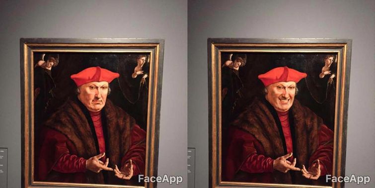 добавил картинам улыбки, добавил статуям улыбку, 