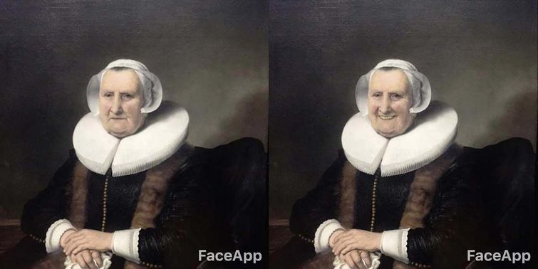 добавил картинам улыбки, добавил статуям улыбку, 