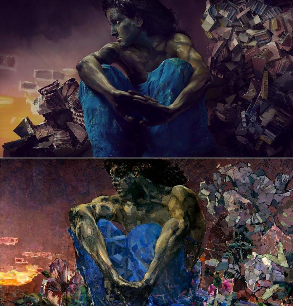 Модель воссоздает знаменитые картины только при помощи красок, не используя при этом фотошоп Into the canvas, фотограф Андрей Кеззин,модель Белла Григорянц