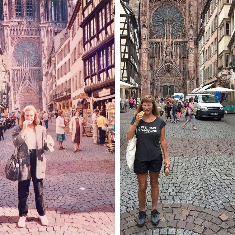 воссоздаёт фотографии 30 лет спустя, воссоздаёт фотографии поездка в Европу