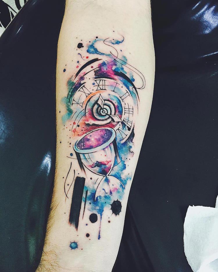 акварельные татуировки, тату в стиле акварель