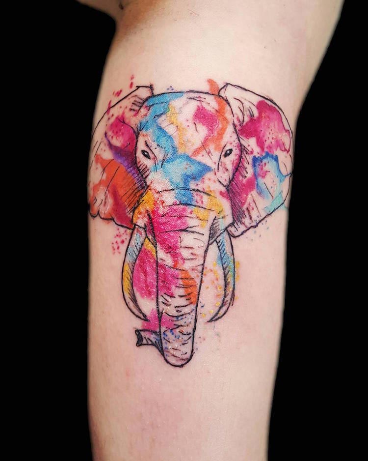 акварельные татуировки, тату в стиле акварель