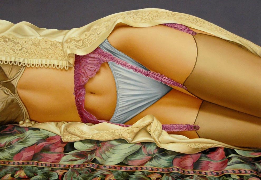 Джона Си. Касер, John C. Kacere, фотреалистичные картины, картины нижней части женского тела в нижнем белье