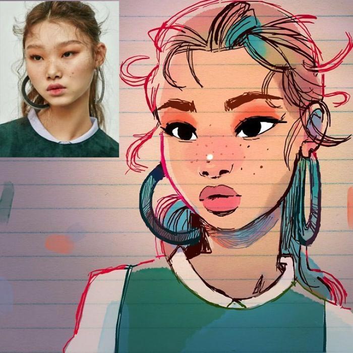 Иллюстратор превращает незнакомцев в персонажей из аниме, Toonimated 