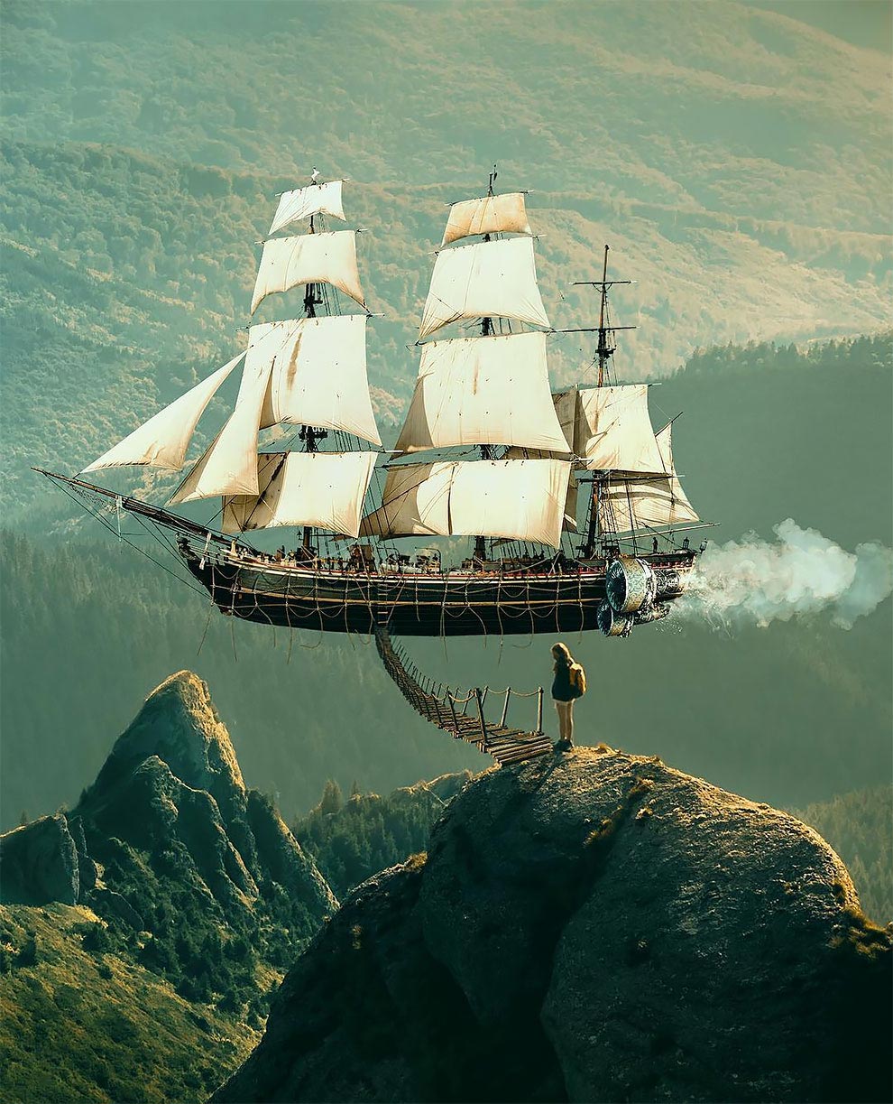 Хусейна Шахина, Hüseyin Şahin, Сюрреалистические коллажи , коллажи из реальных фотографий