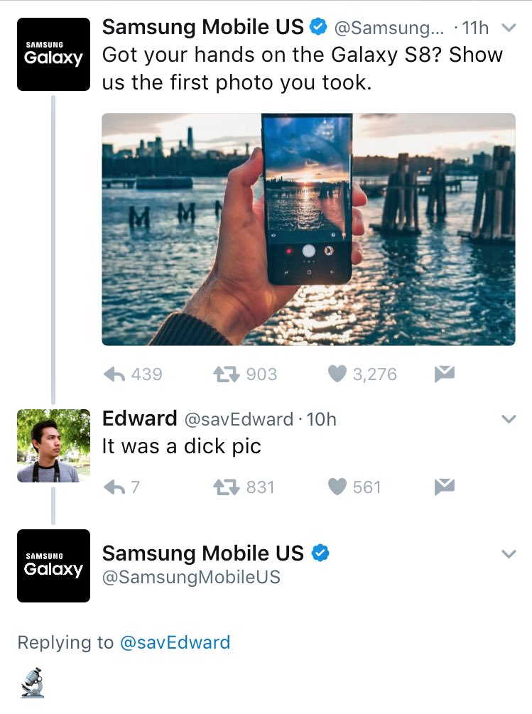 Samsung затроллил шутника, Samsung прислал микроскоп, Samsung ответил на комментарий микроскоп, Samsung  twitter микроскоп