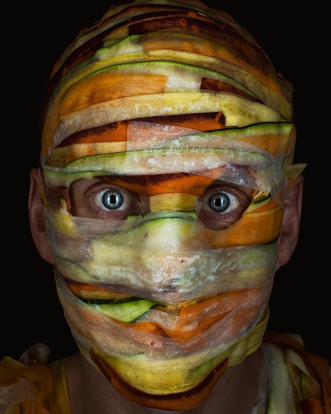 фотопроект Меню, ингредиенты блюд на лице, Роберт Харрисон, Robert Harrison, еда на лице