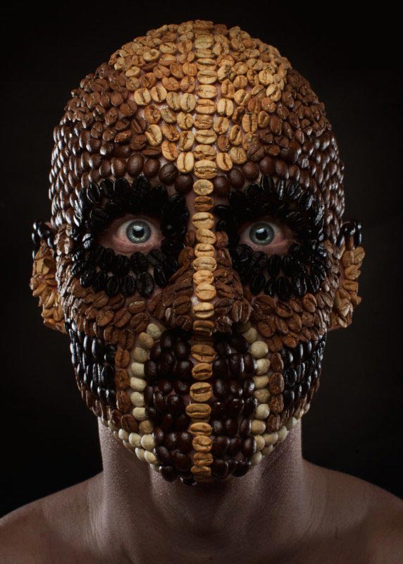 фотопроект Меню, ингредиенты блюд на лице, Роберт Харрисон, Robert Harrison, еда на лице