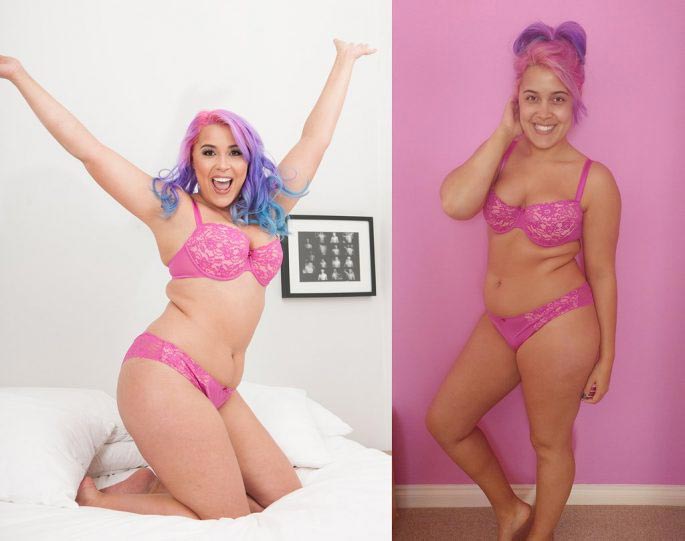 Модель нижнего белья показала свои реальные фотографии без фотошопа, воссоздав их у себя дома Меган Джейн Крэбб, Megan Jayne Crabbe, реальные фотографии модель нижнего белья, модель воссоздала фотографии у себя дома
