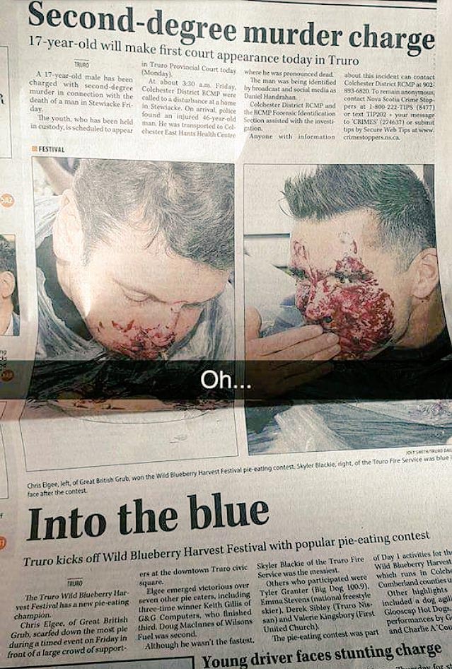 Газета выбрала худшую из всех возможных фотографий, чтобы поместить её под историей убийства смешной заголовок в газеты, смешное заголовок новости, смешной заголовок статьи