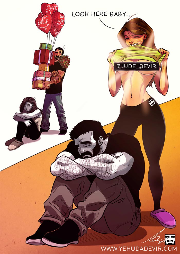 Художник иллюстрирует повседневную жизнь со своей женой, Иегуда Ади Девир, Yehuda Adi Devir