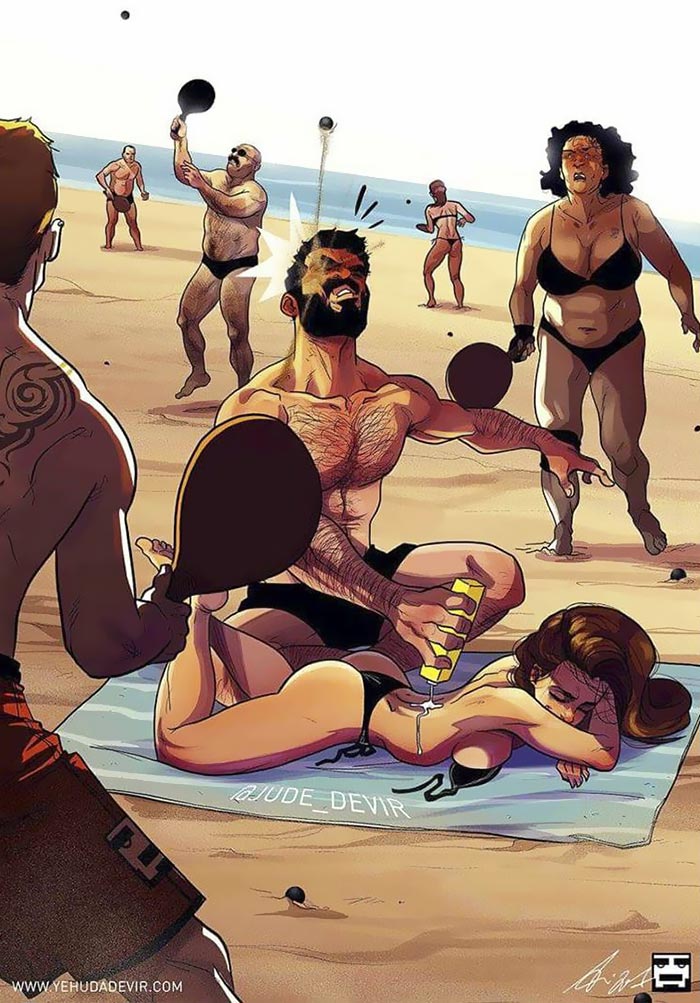 Художник иллюстрирует повседневную жизнь со своей женой, Иегуда Ади Девир, Yehuda Adi Devir