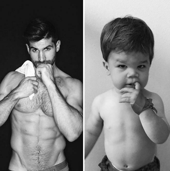 1,5-годовалый малыш воссоздаёт фотографии своего дяди-модели, Мальчик Оги, Аристотель Политес