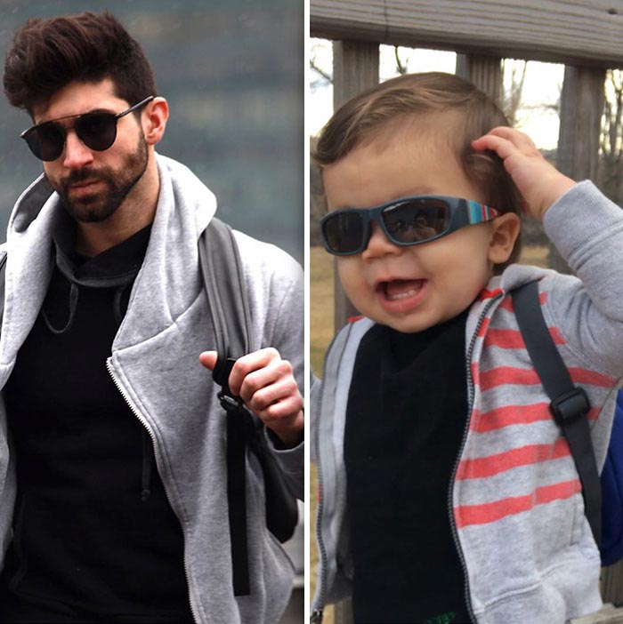 1,5-годовалый малыш воссоздаёт фотографии своего дяди-модели, Мальчик Оги, Аристотель Политес