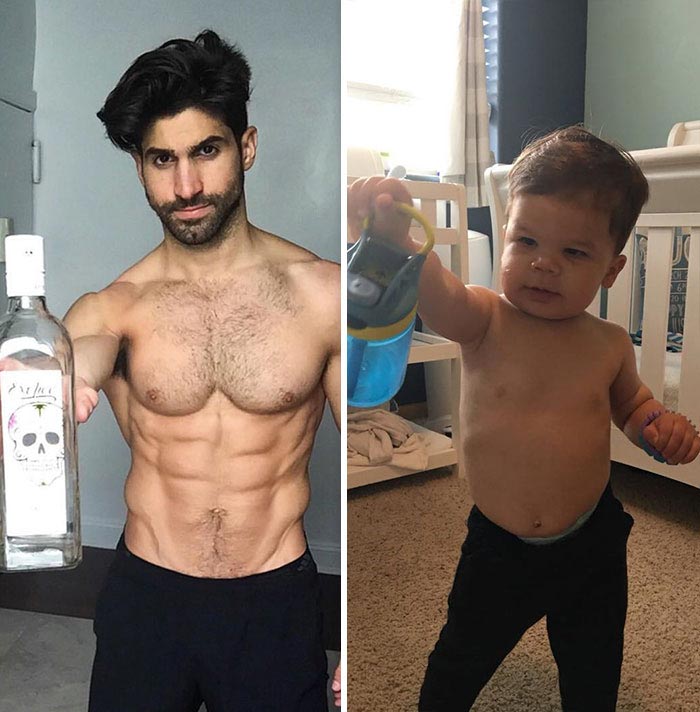 1,5-годовалый малыш воссоздаёт фотографии своего дяди-модели, Мальчик Оги, Аристотель Политес