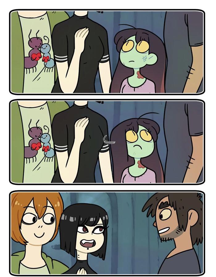 смешные комиксы, девушка зомби, комиксы о зомби, комиксы о монстрах