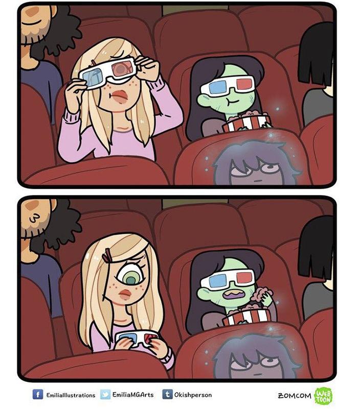 смешные комиксы, девушка зомби, комиксы о зомби, комиксы о монстрах