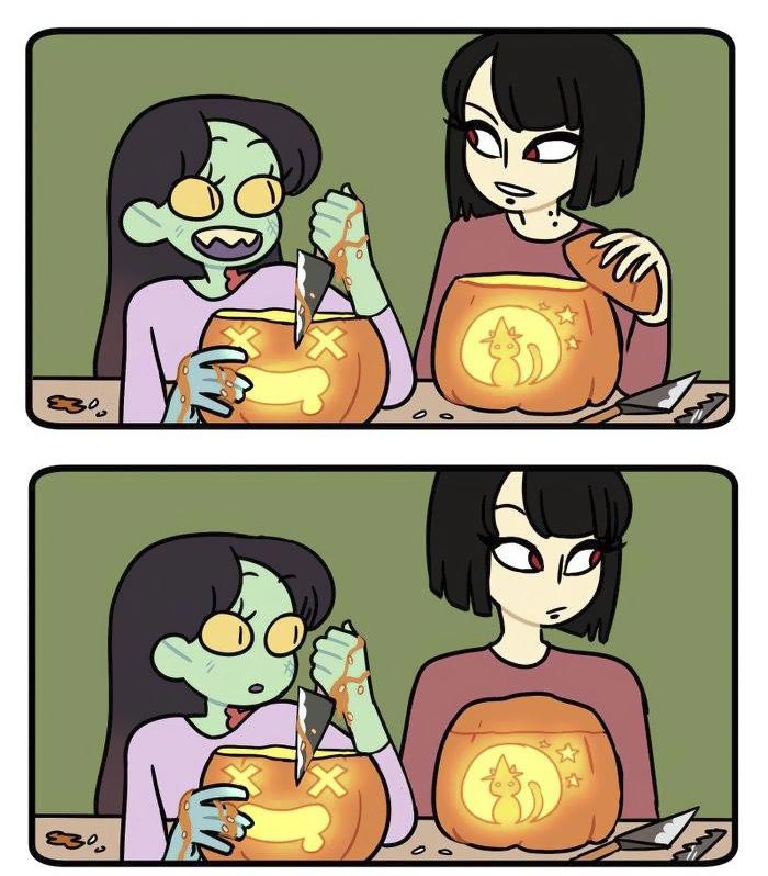 смешные комиксы, девушка зомби, комиксы о зомби, комиксы о монстрах