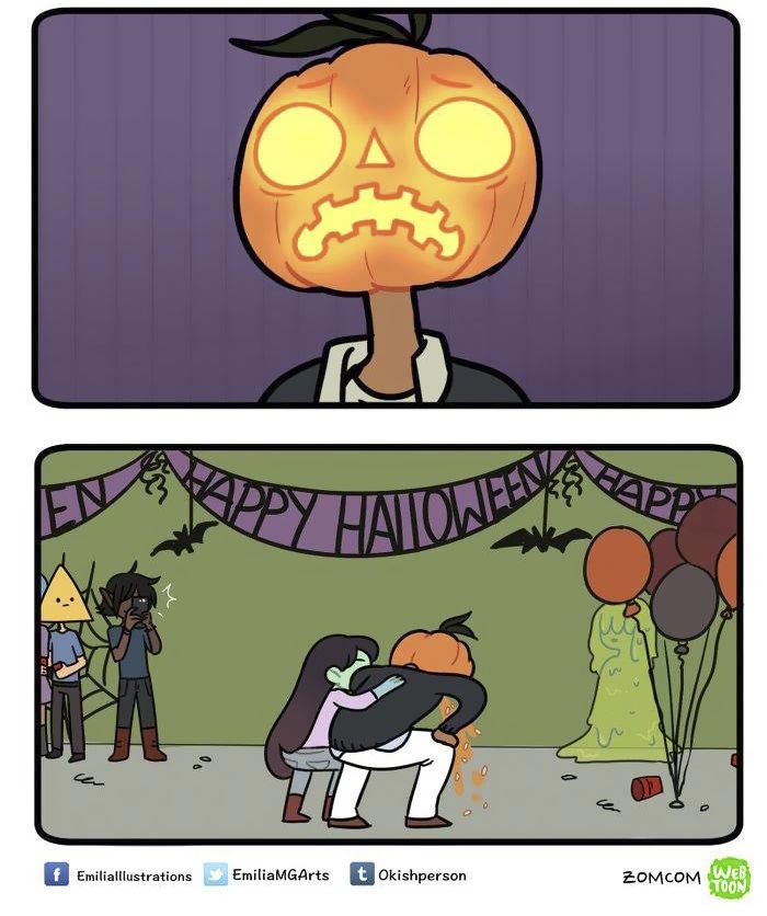 смешные комиксы, девушка зомби, комиксы о зомби, комиксы о монстрах