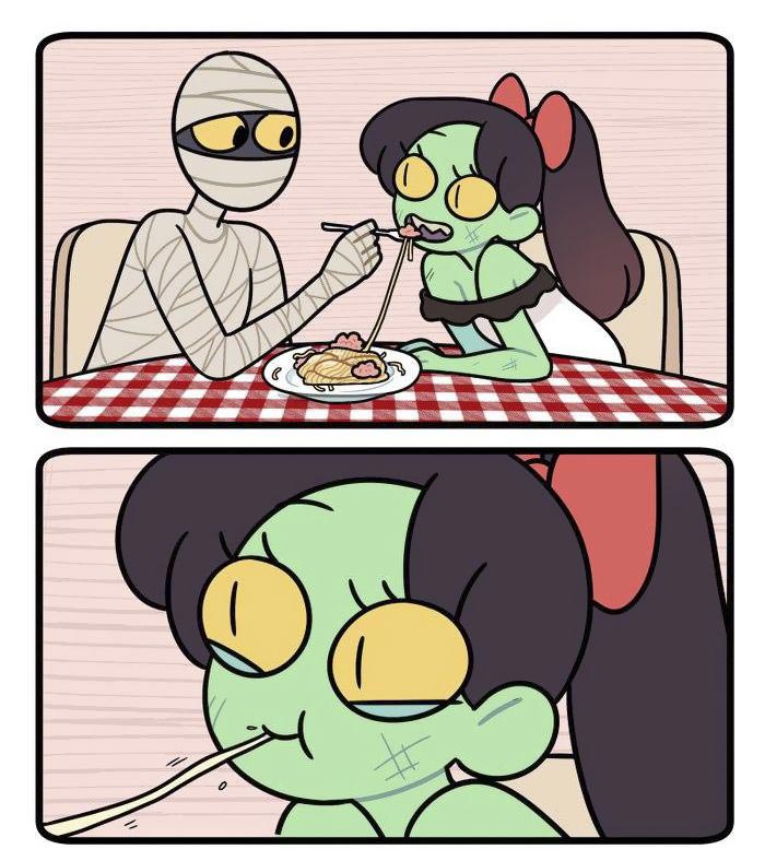 смешные комиксы, девушка зомби, комиксы о зомби, комиксы о монстрах