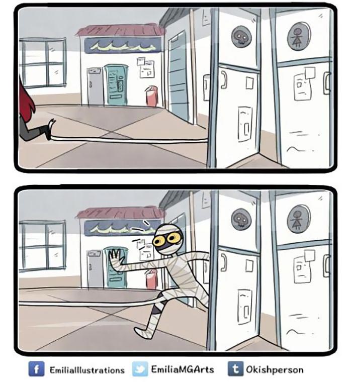 смешные комиксы, девушка зомби, комиксы о зомби, комиксы о монстрах