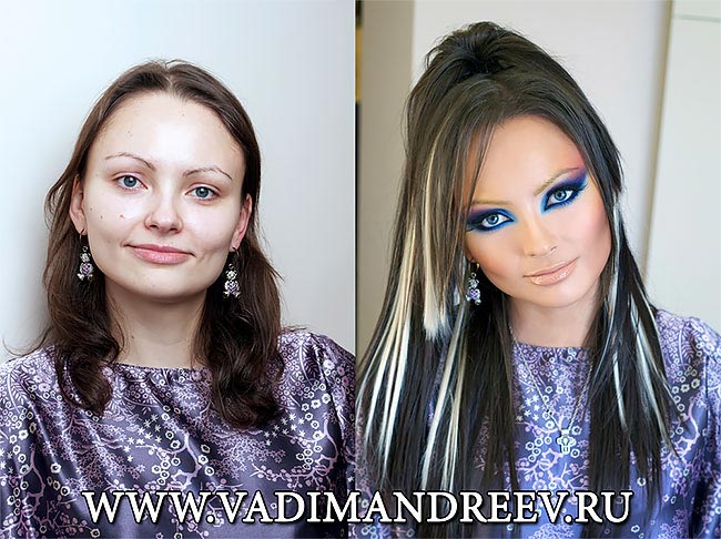 женщины до и после макияжа, визажист Вадим Андреев, преображение женщин до и после макияжа
