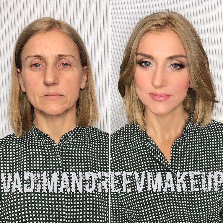 женщины до и после макияжа, визажист Вадим Андреев, преображение женщин до и после макияжа