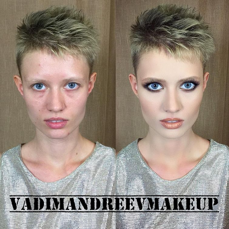 женщины до и после макияжа, визажист Вадим Андреев, преображение женщин до и после макияжа