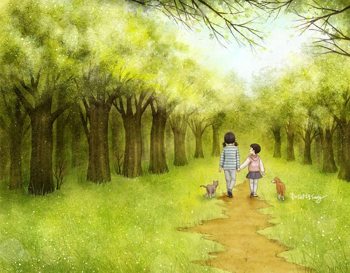 художница иллюстрирует воспоминания о детстве с сестрой, Paper_fly07