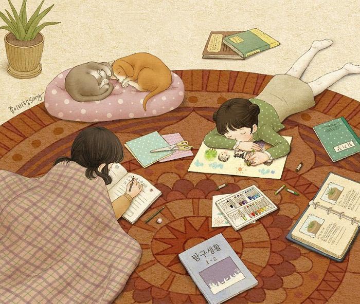 художница иллюстрирует воспоминания о детстве с сестрой, Paper_fly07