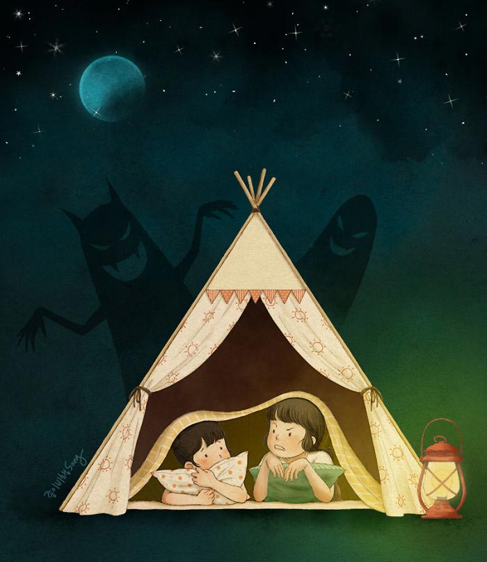 художница иллюстрирует воспоминания о детстве с сестрой, Paper_fly07