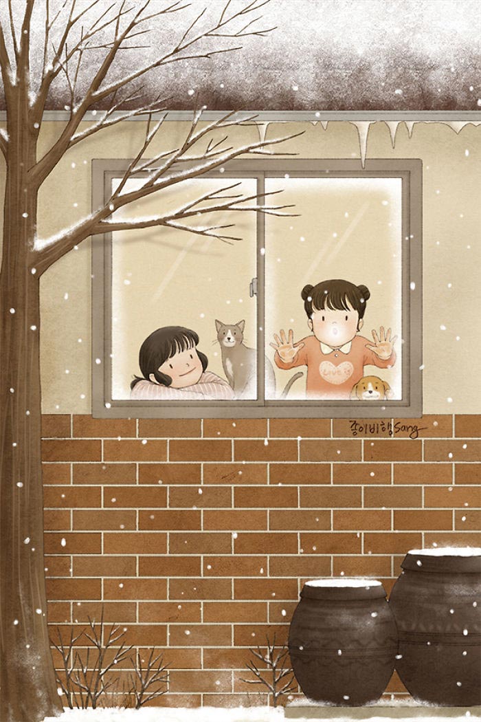 художница иллюстрирует воспоминания о детстве с сестрой, Paper_fly07