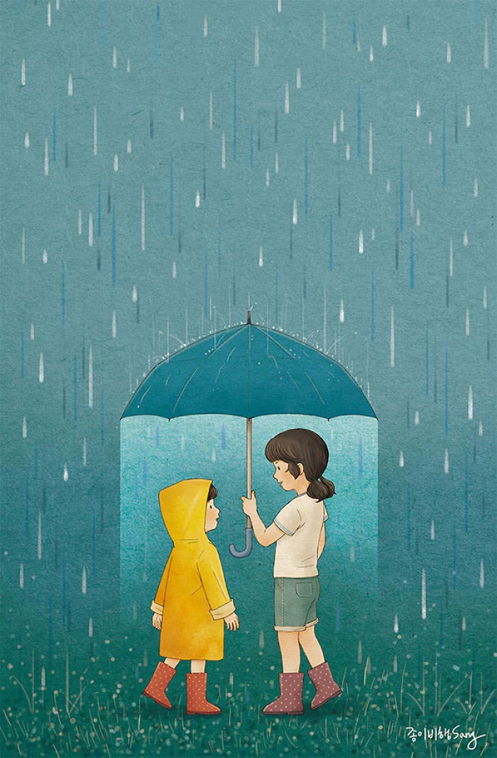 художница иллюстрирует воспоминания о детстве с сестрой, Paper_fly07