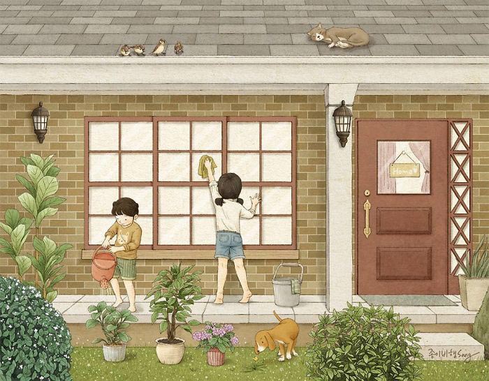 художница иллюстрирует воспоминания о детстве с сестрой, Paper_fly07