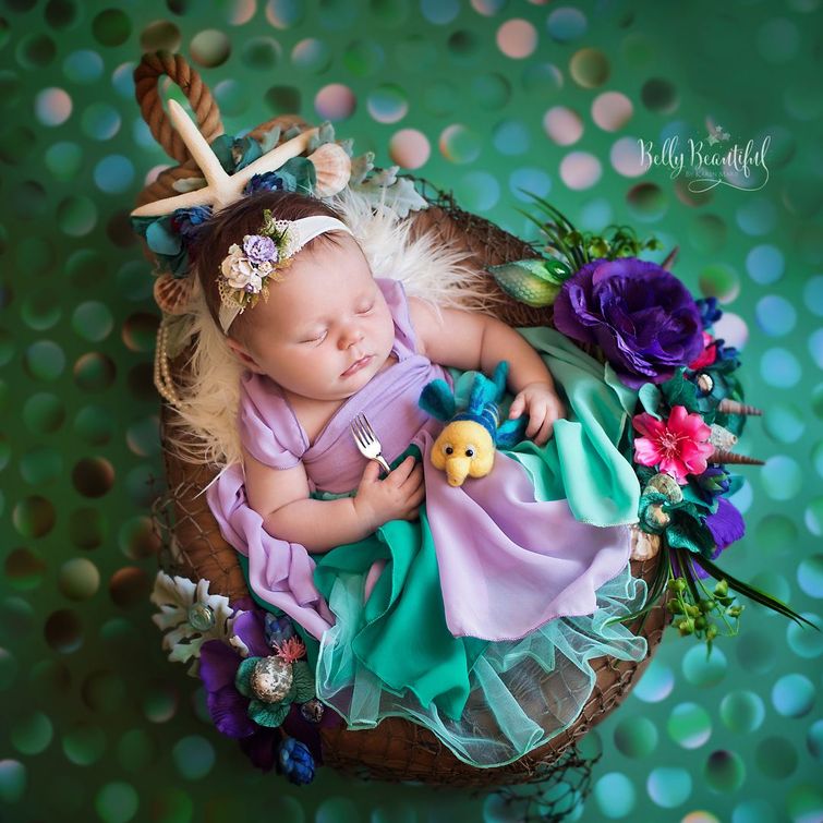 фотосессия младенцев в стиле диснеевскийх принцесс, новорожденные в образах диснеевских принцесс, младенцы принцессы Диснея