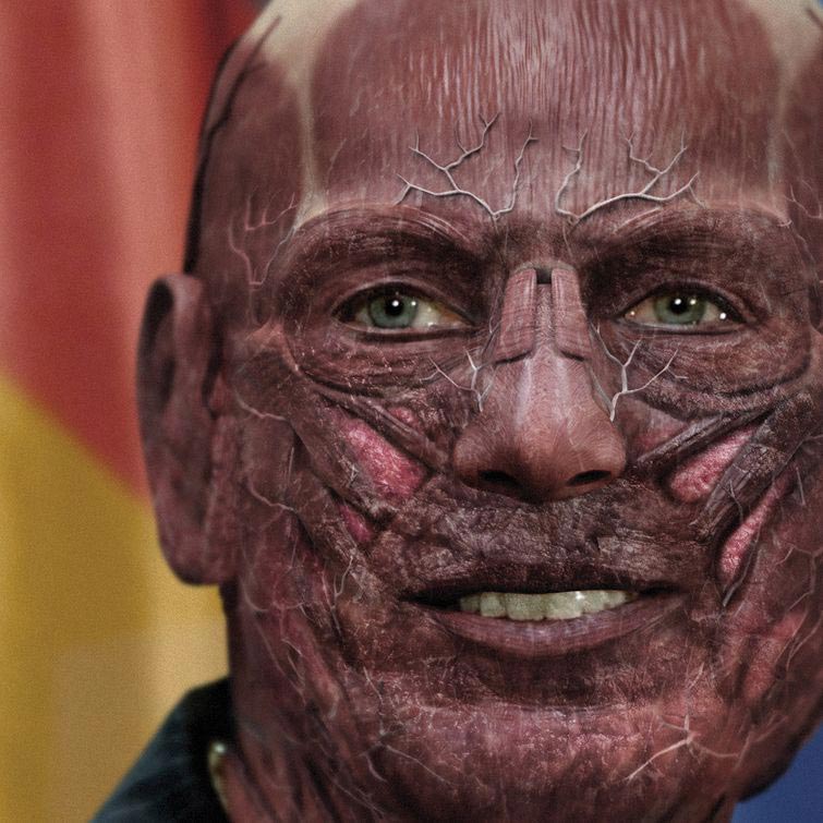 мировые лидеры без кожи, художник удалил кожу мировых лидеров, Маркус Бирн