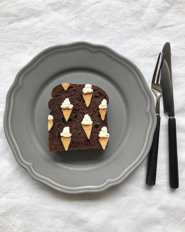 рисунки на тостах, тосты с узорами, дизайн еды, кулинарный дизайнер