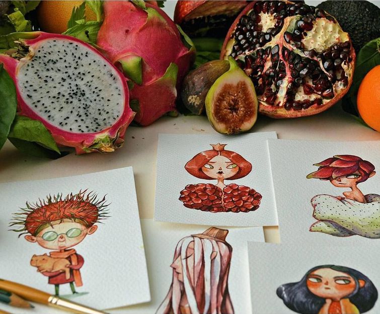 Мария Тиурина, Мария Тюрина, превращает фрукты в персонажей, милые персонажи