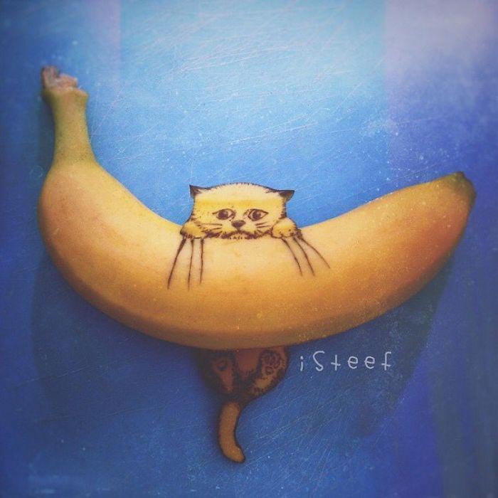 Картинка кот в банане