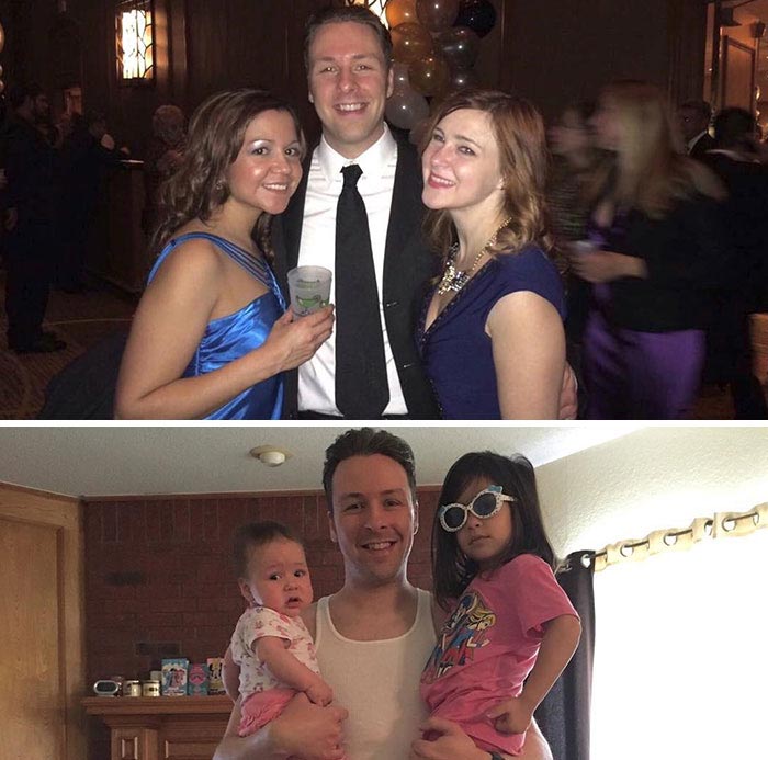 Люди делятся фотографиями до и после того как они стали родителями, до и после родительства 