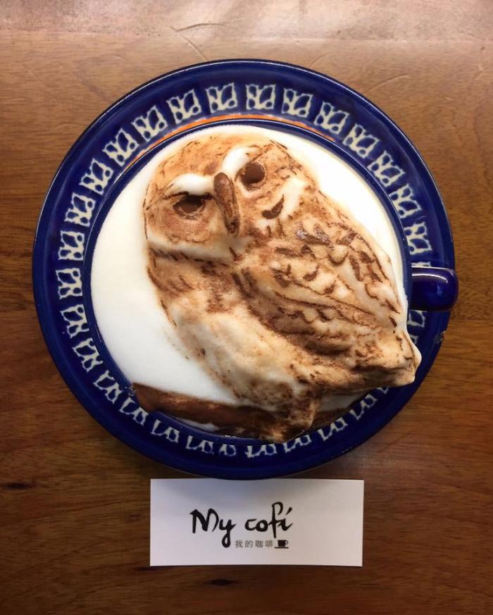 Бариста с Тайваня делает потрясающее 3D-латте, Чанг Куэй-фанг