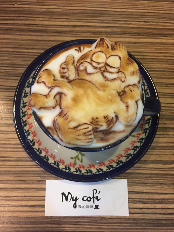 Бариста с Тайваня делает потрясающее 3D-латте, Чанг Куэй-фанг