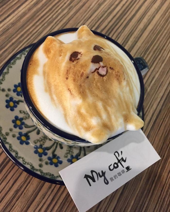 Бариста с Тайваня делает потрясающее 3D-латте, Чанг Куэй-фанг