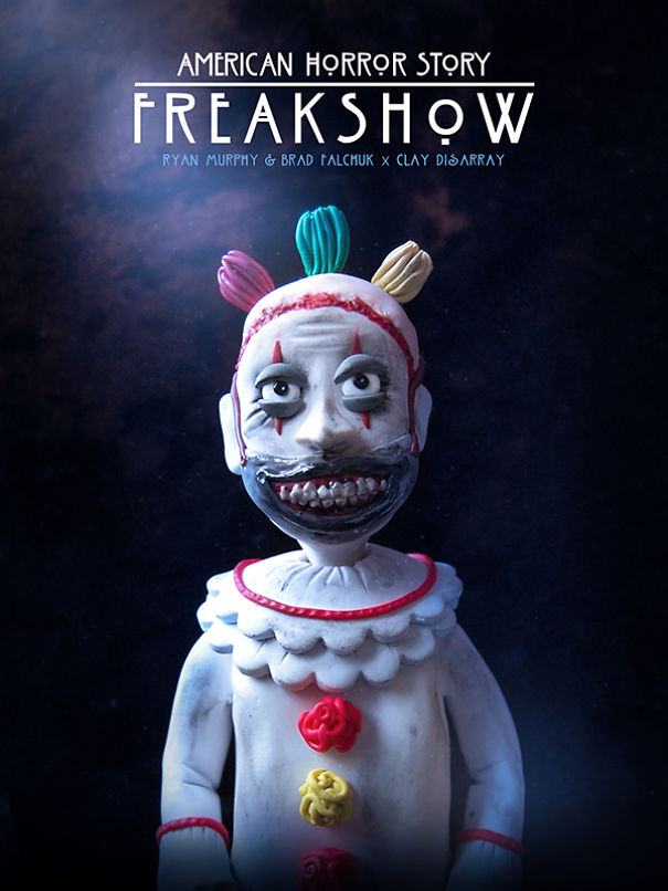  постеры к фильмам ужасов из полимерной глины, Лиззи Кэмпбелл и Йен Ашер