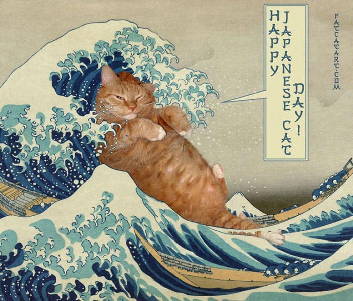 Художница добавляет своего рыжего кота в известные картины, кот заратустра